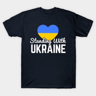 Standing With Ukraine, Ukrainian Flag Heart T-Shirt